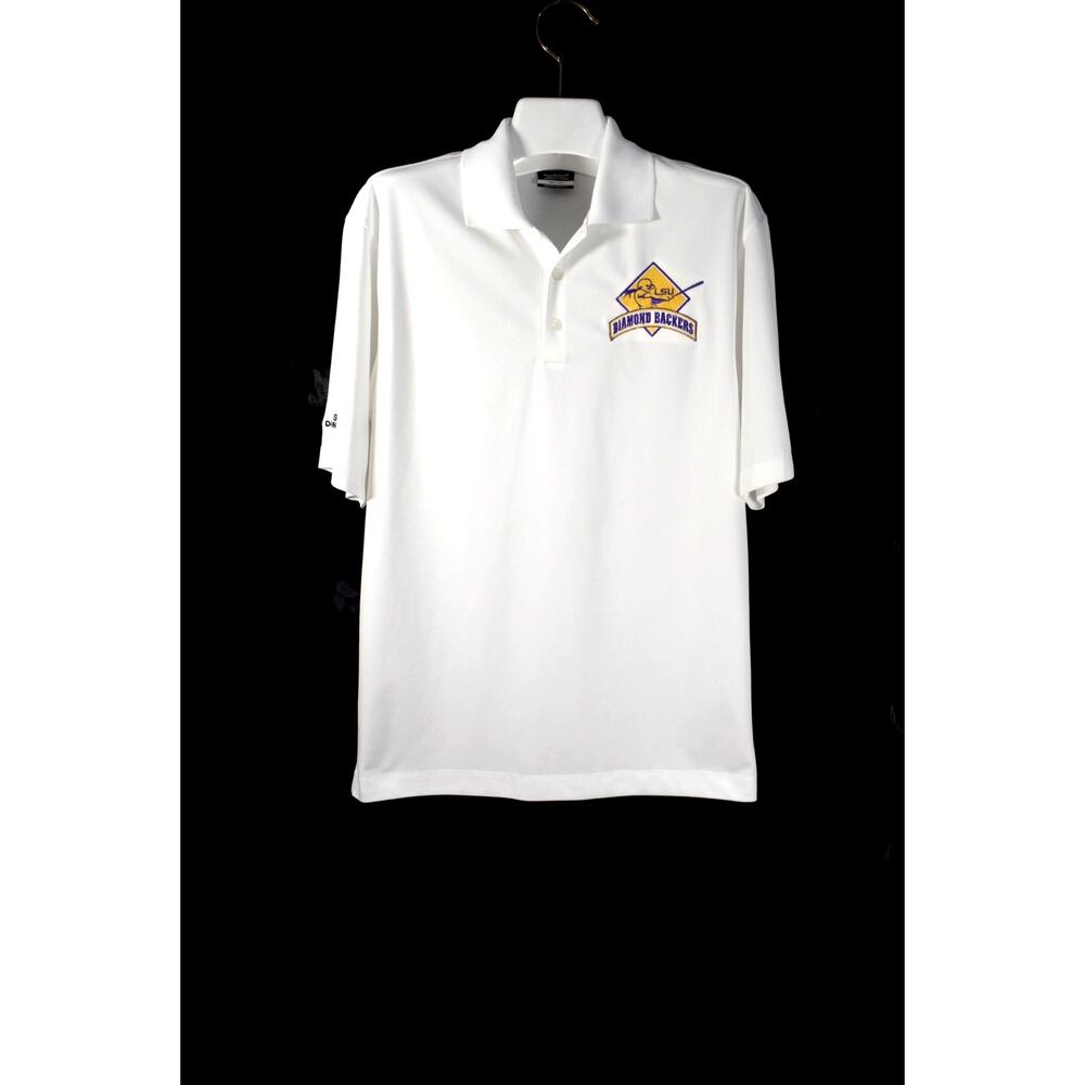 LSU Tigers White Polo Nike Golf Dri-Fit Men S Embroidery Diamond Backer Softball